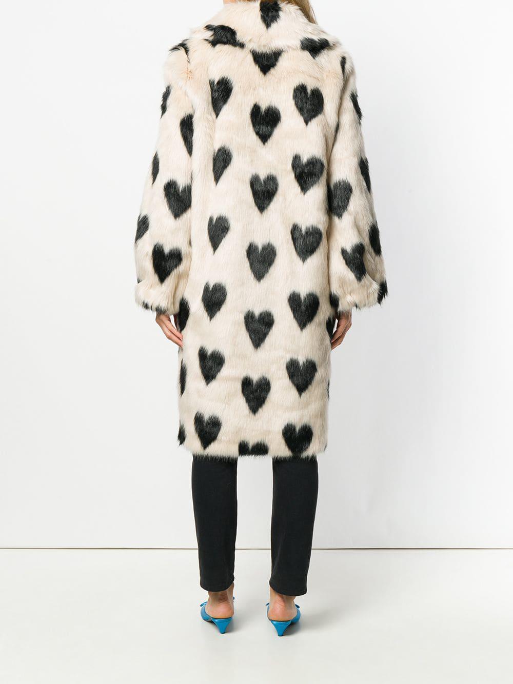 Shrimps Heart Jacquard Faux Fur Coat in 