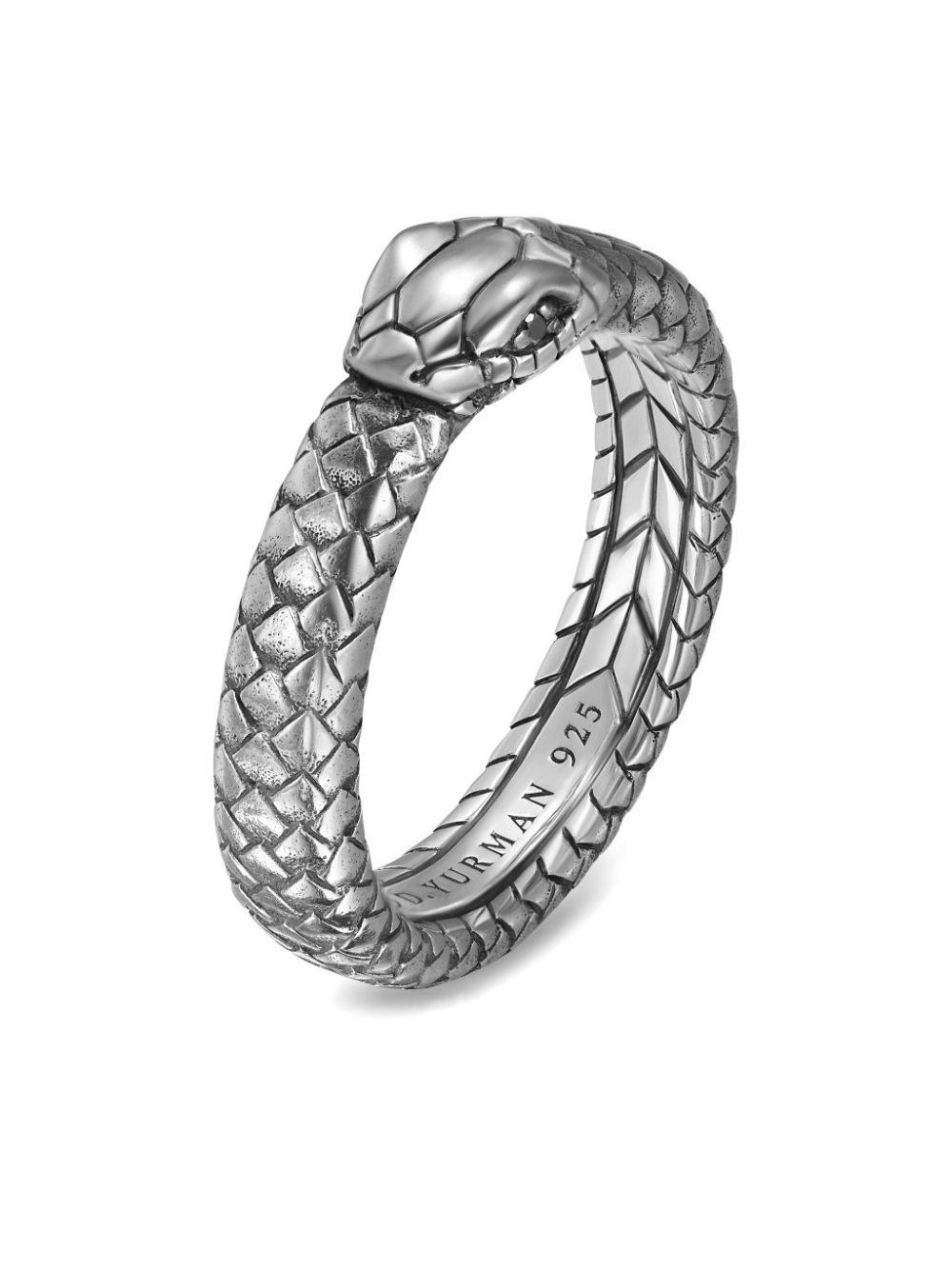 David Yurman Sterling Ouroboros Diamond Band Ring (6Mm) in
