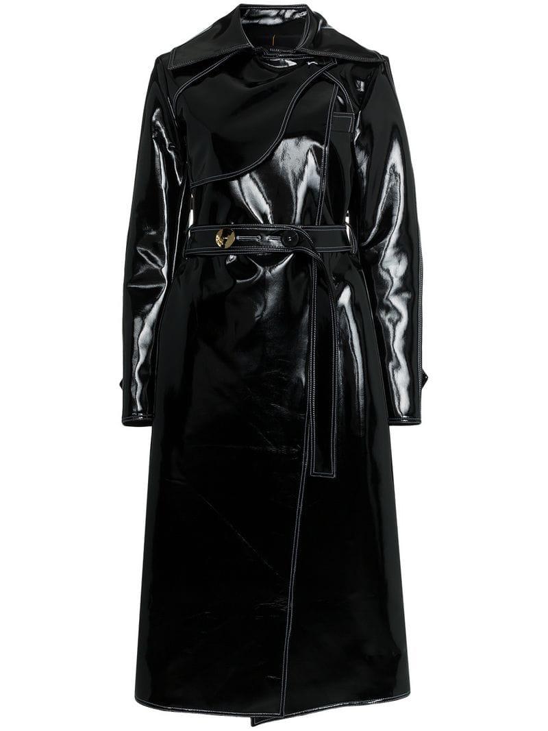 long black pvc coat