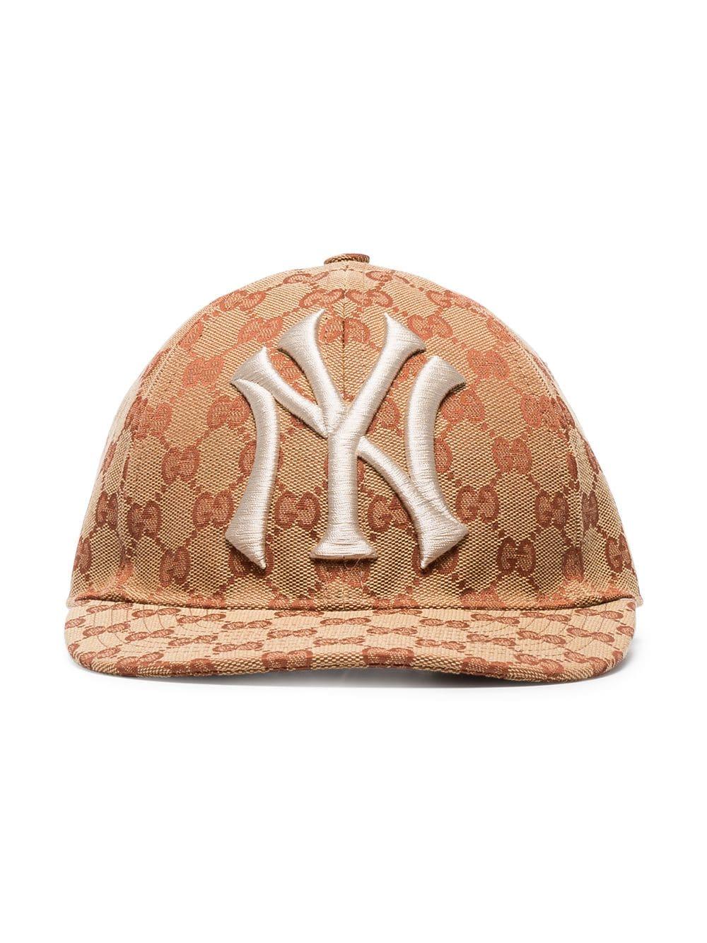 Gucci Brown And White GG New York Yankees Baseball Cap for Men | Lyst