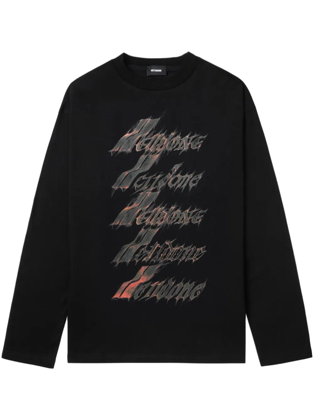 we11done Pearl Logo Long Sleeve Shirt - Black | Garmentory