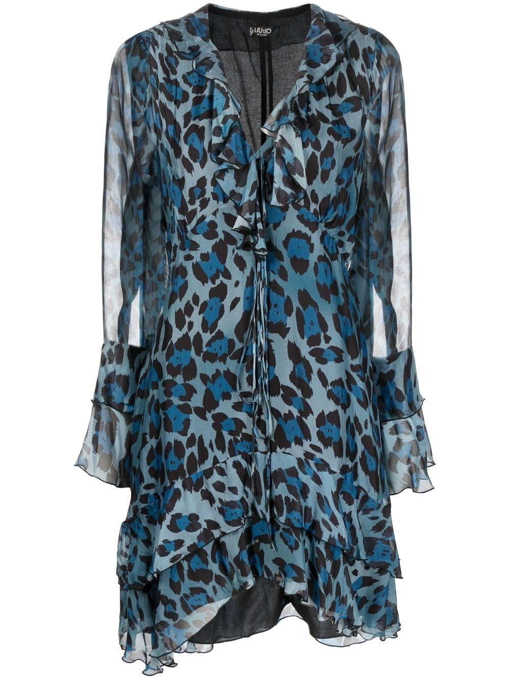 Liu Jo Leopard-print Mini Dress in Blue | Lyst