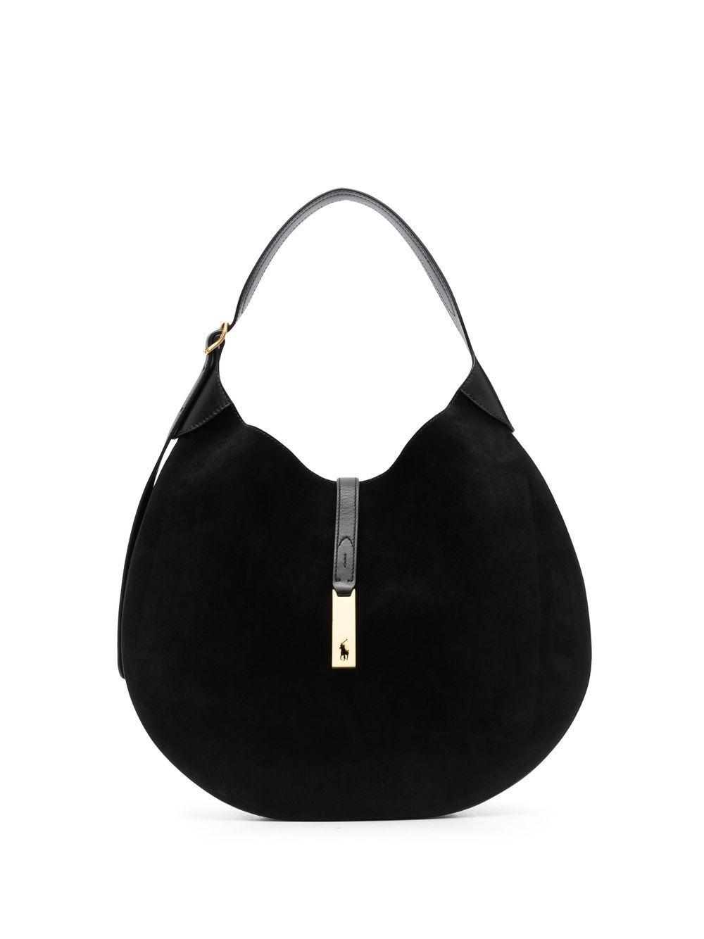 Polo Ralph Lauren Id Medium Leather Shoulder Bag in Black | Lyst