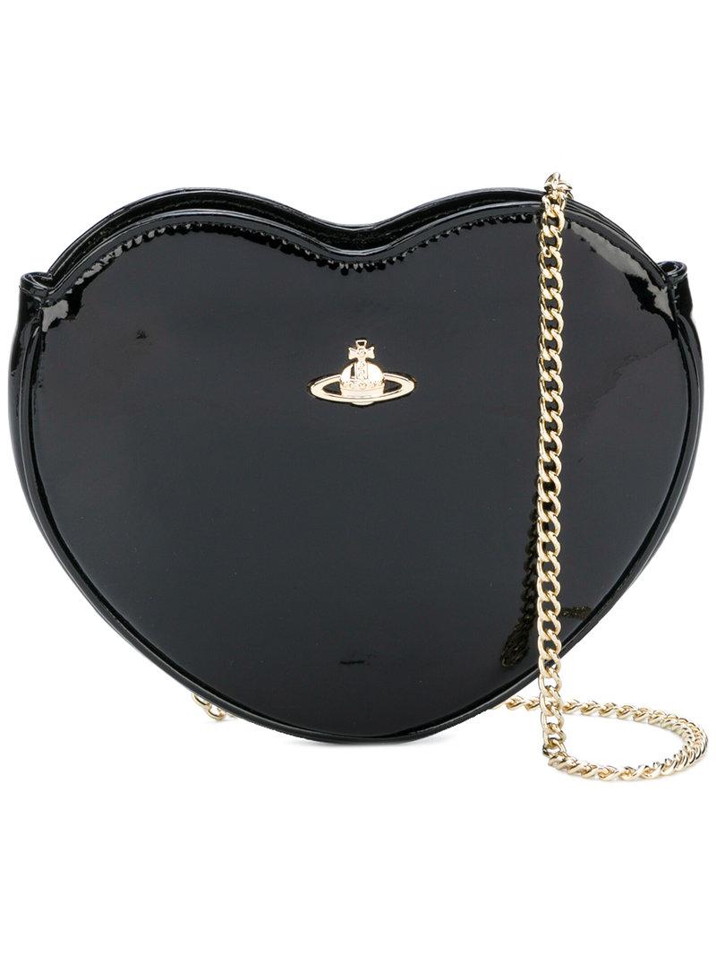 Vivienne Westwood Heart Shaped Gold Orb 2way Shoulder Handbag Black