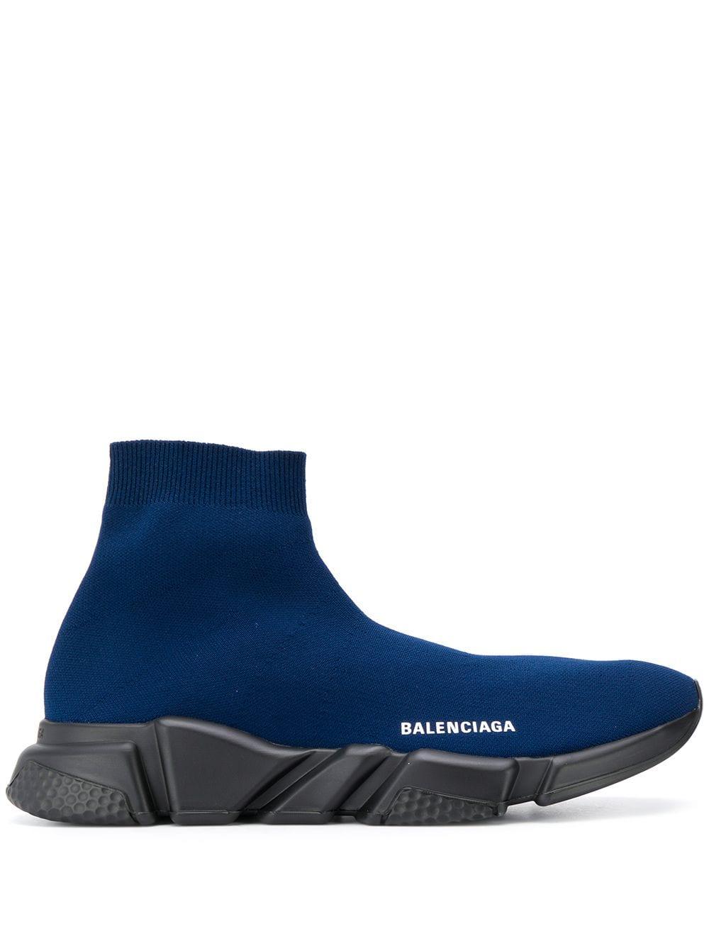 Balenciaga Speed Sock Logo Trainers in Blue for Men | Lyst UK