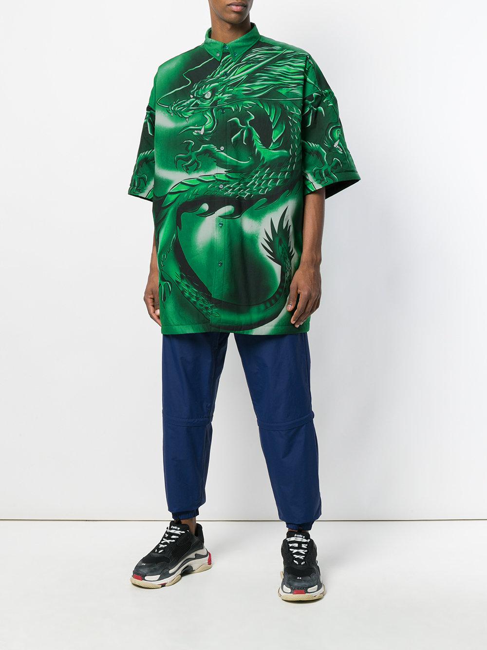 Balenciaga Cotton Bal Dragon Shirt in Green for Men - Lyst
