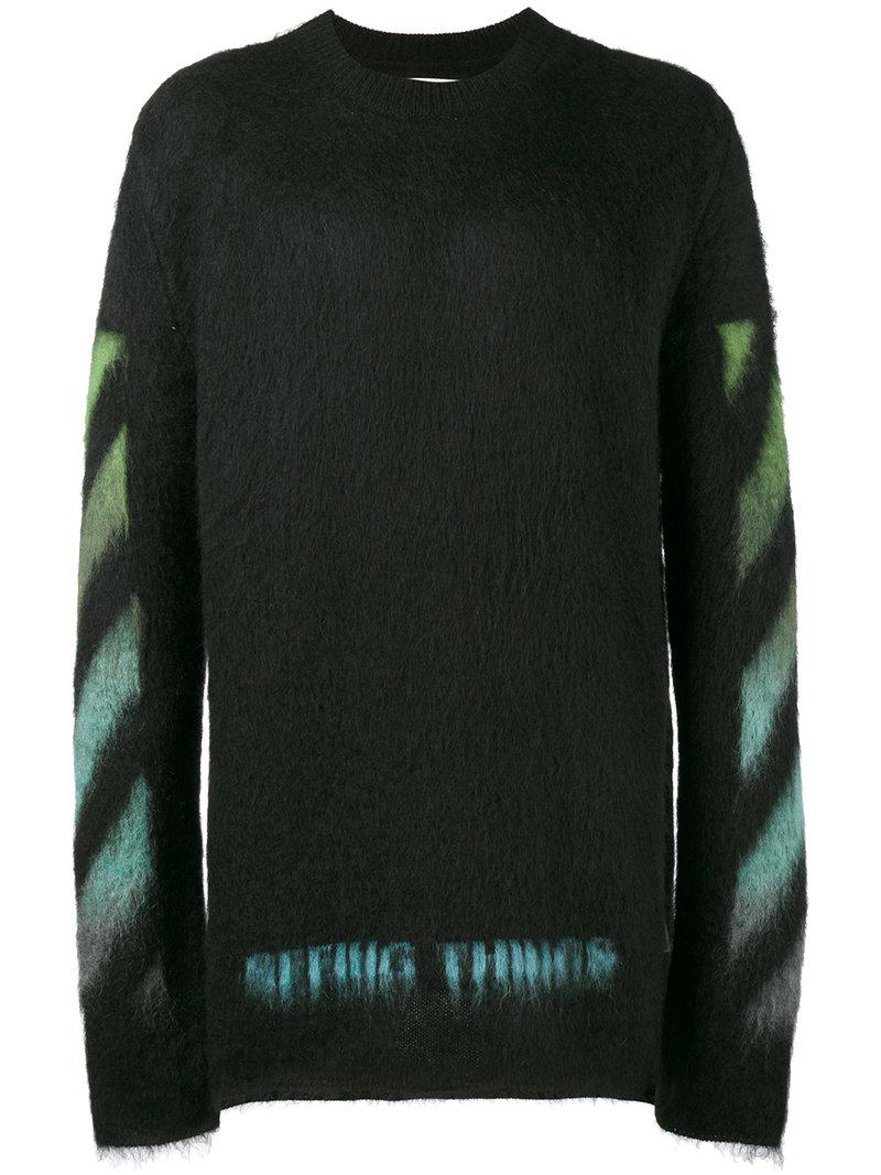 Off-White c/o Virgil Abloh Wool Brushed Arrows Sweater in Black 