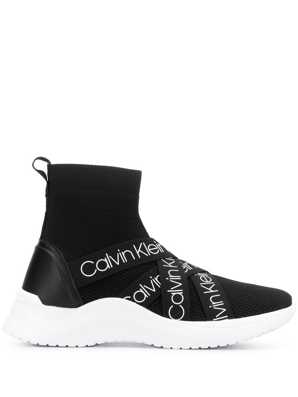 Calvin Klein Soksneakers Met Bandje in het Zwart - Lyst