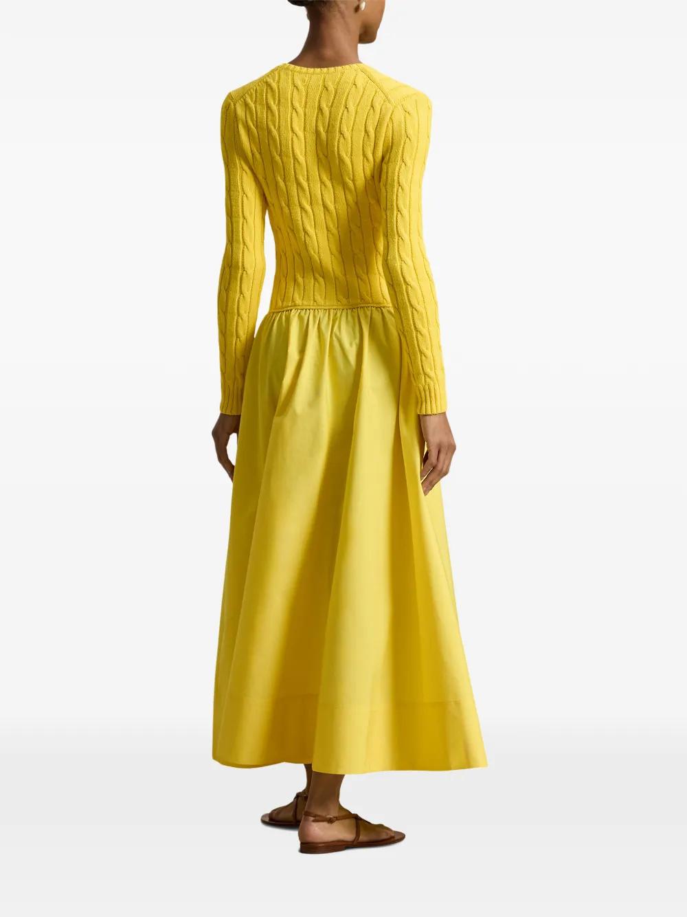 Polo Ralph Lauren Cable-Knit Bodice Cotton Dress in Yellow | Lyst