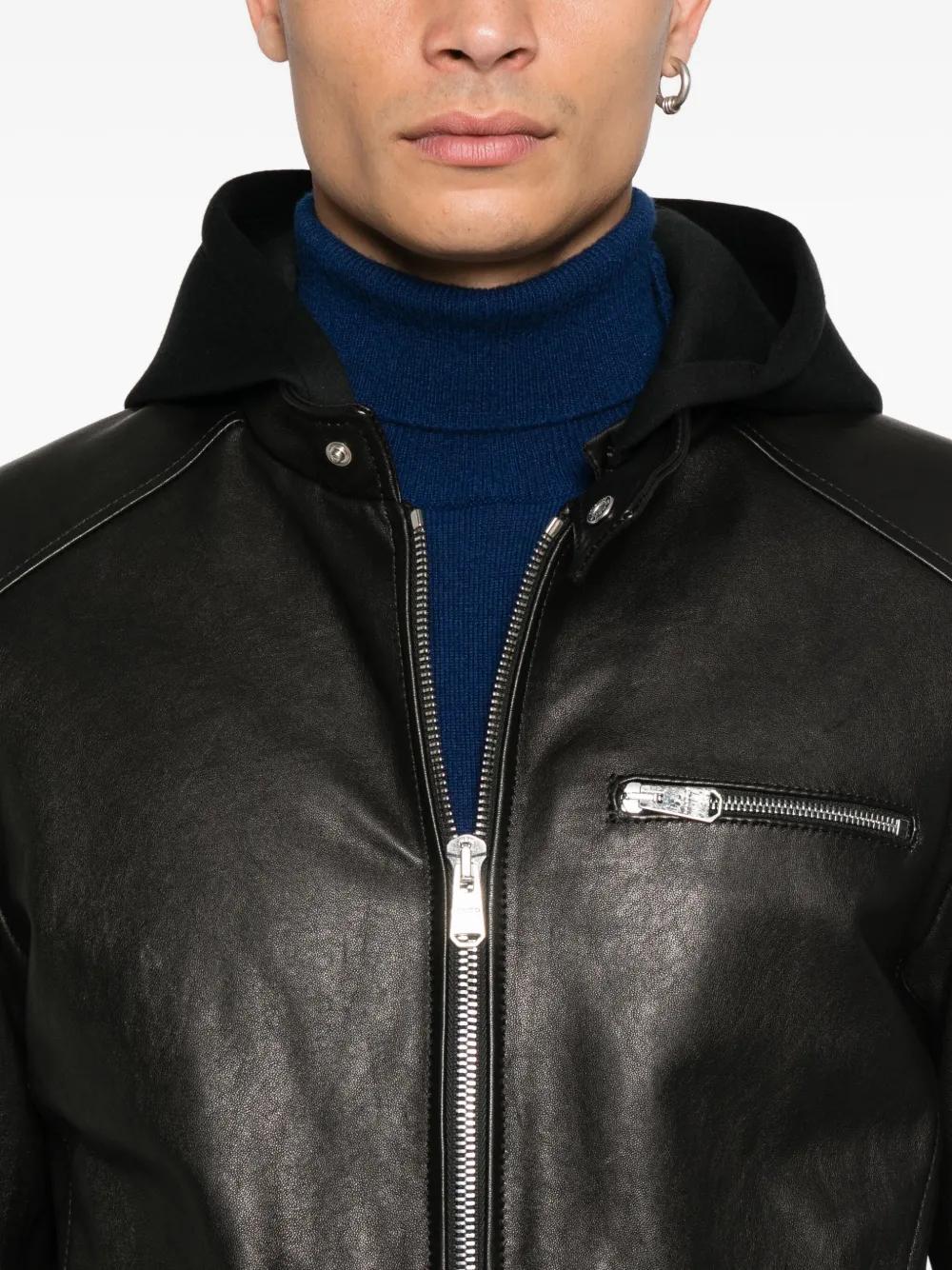 メンズ Dondup フーデッド レザージャケット ブラック | Lyst