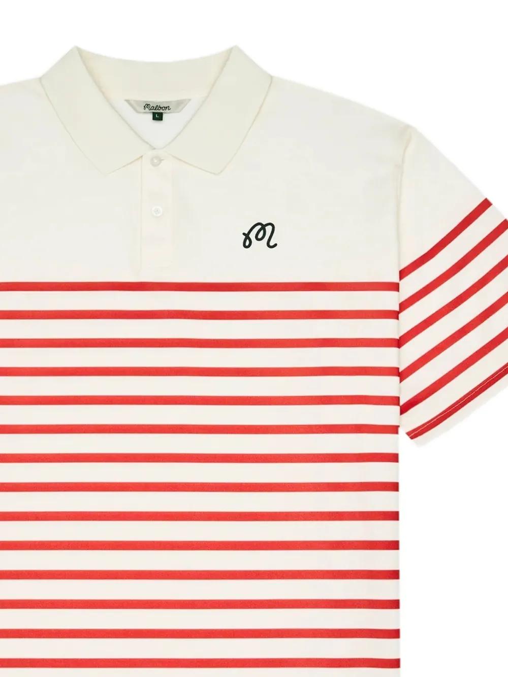 Malbon Golf Striped-Pattern Polo Shirt in Pink for Men | Lyst