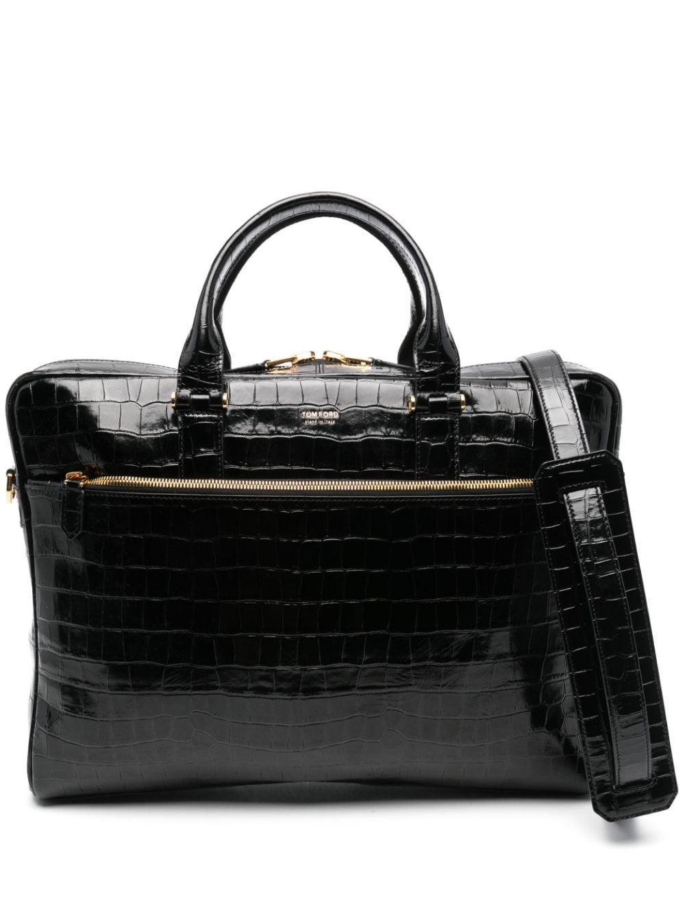 Tom Ford Crocodile effect Laptop Bag Men s Patent Leather in Black for Men Lyst UK