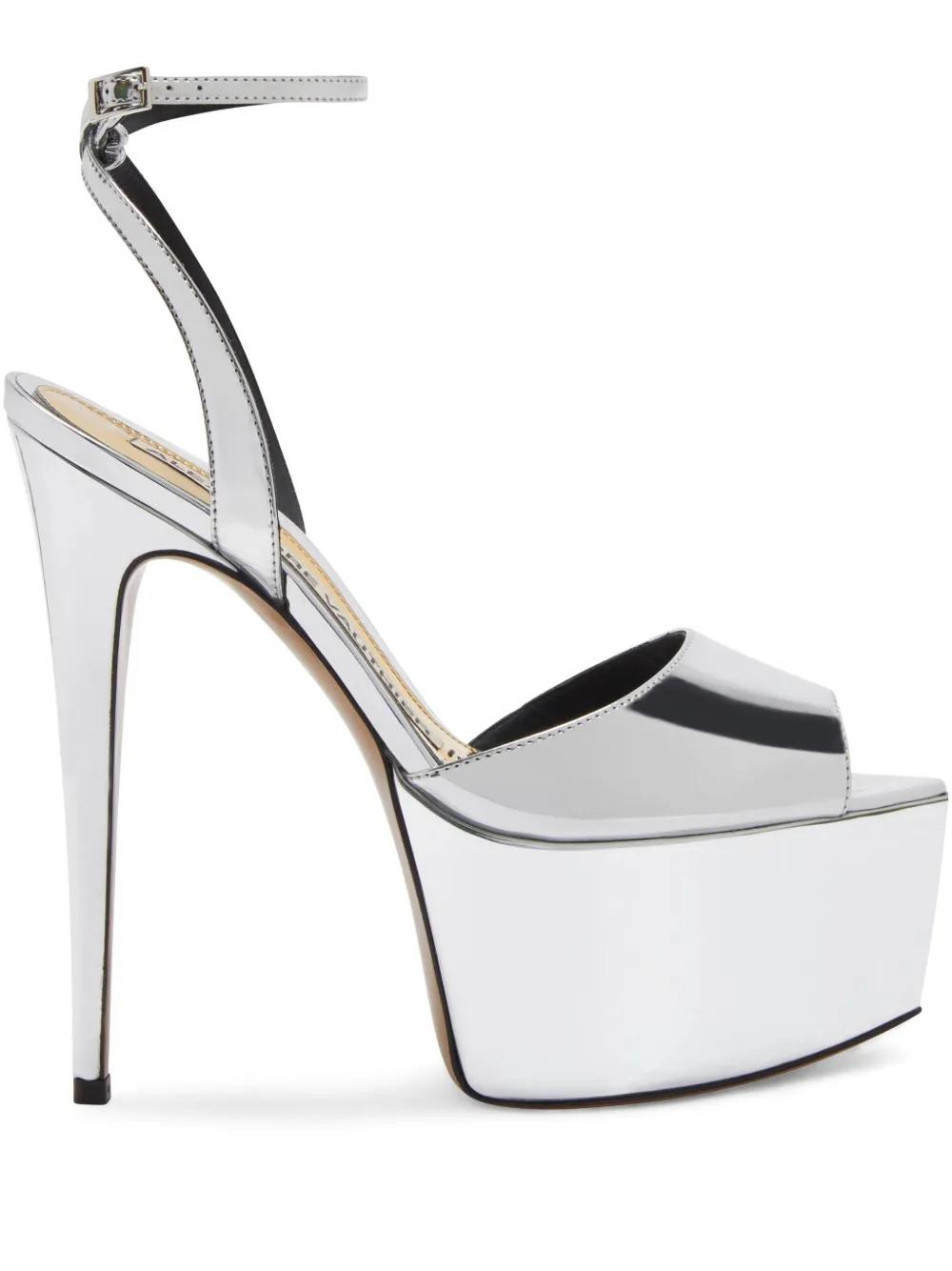 Alexandre Vauthier 150Mm Shooting Metallic-Finish Sandals in White