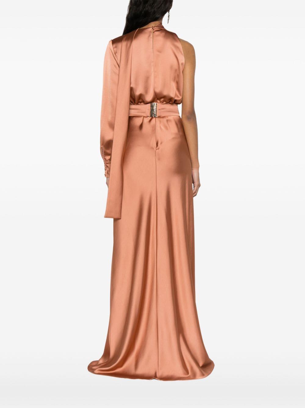 Pinko Ansonica Satin Maxi Dress in Brown Lyst Canada