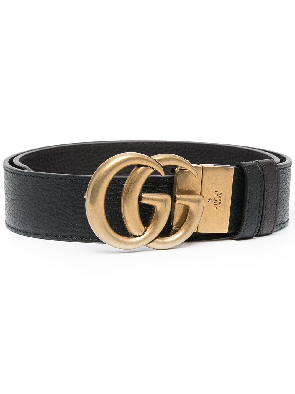 Gucci Double G Reversible Leather Belt in Black for Men | Lyst