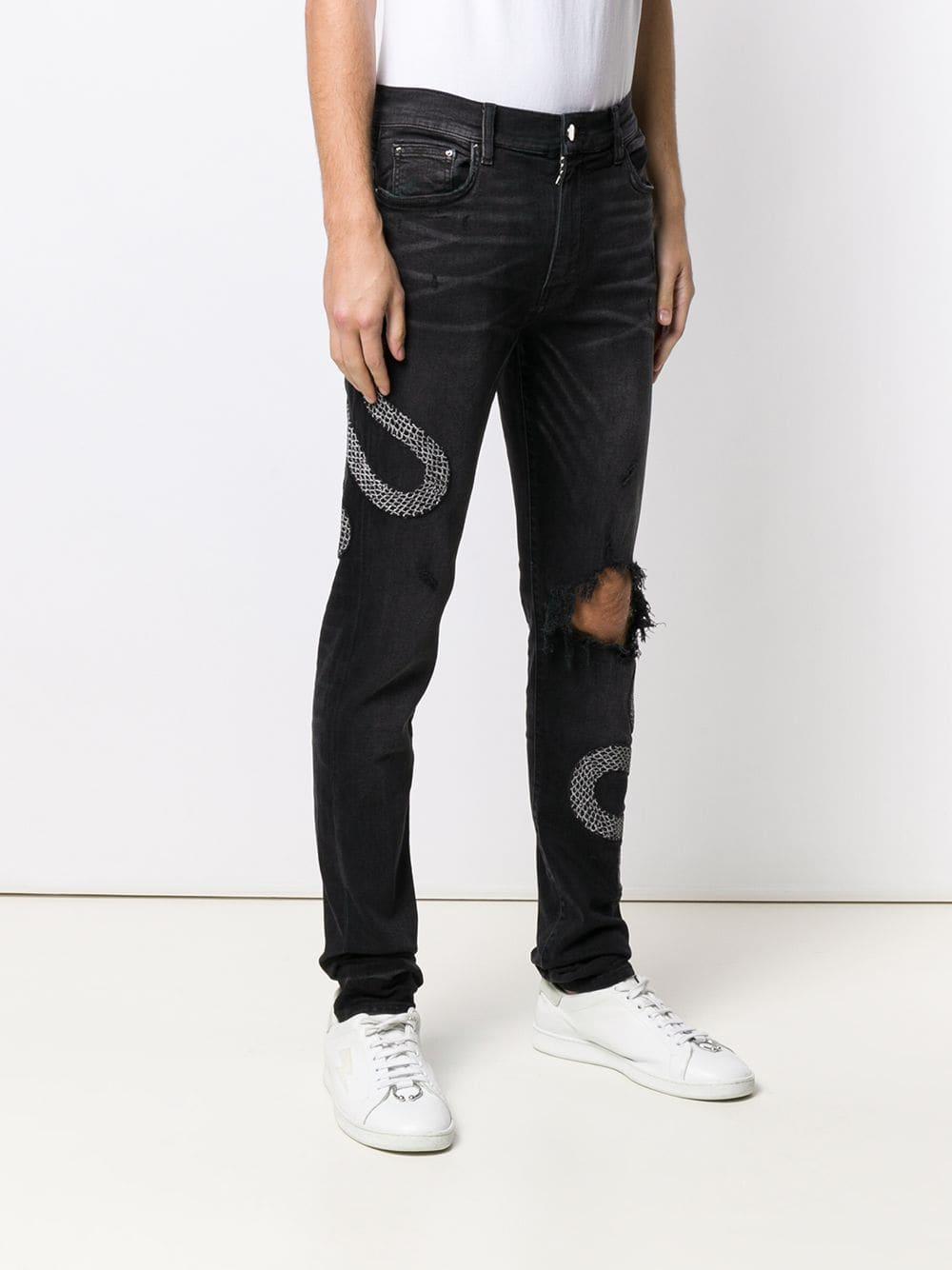 Amiri Denim Snake Pattern Jeans in Black for Men - Lyst