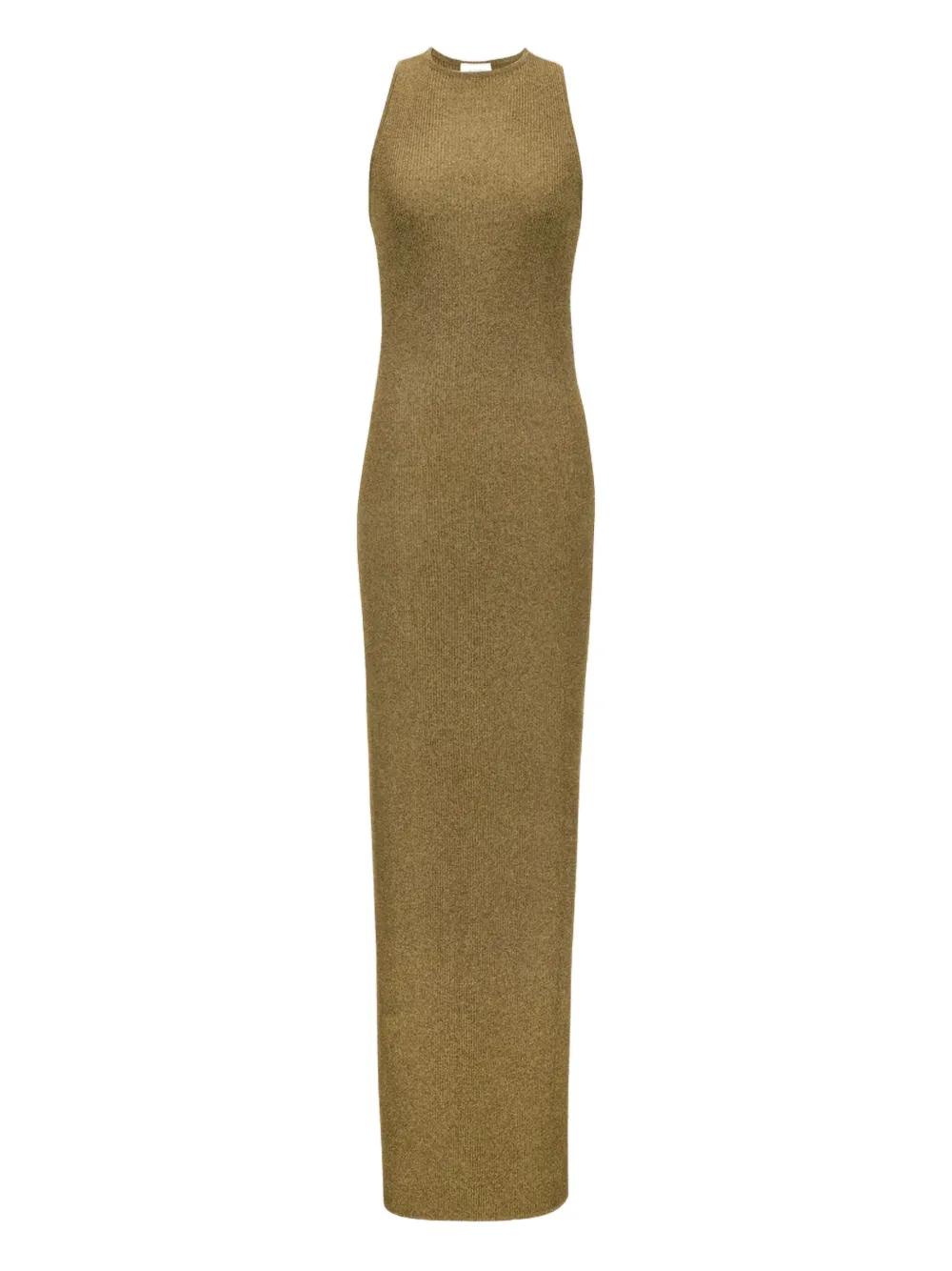 ワンピース Saint Laurent Khaki viscose blend long dress Saint Laurent One Shoulder Maxi Dress in Vert Mousse | FWRD