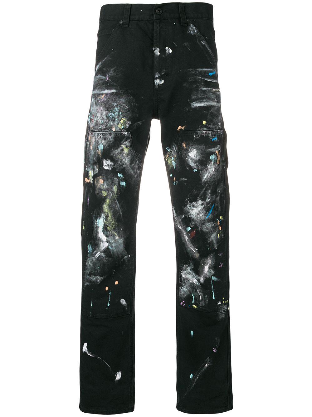 Off-White c/o Virgil Abloh Paint Splatter Jeans in Black for Men | Lyst