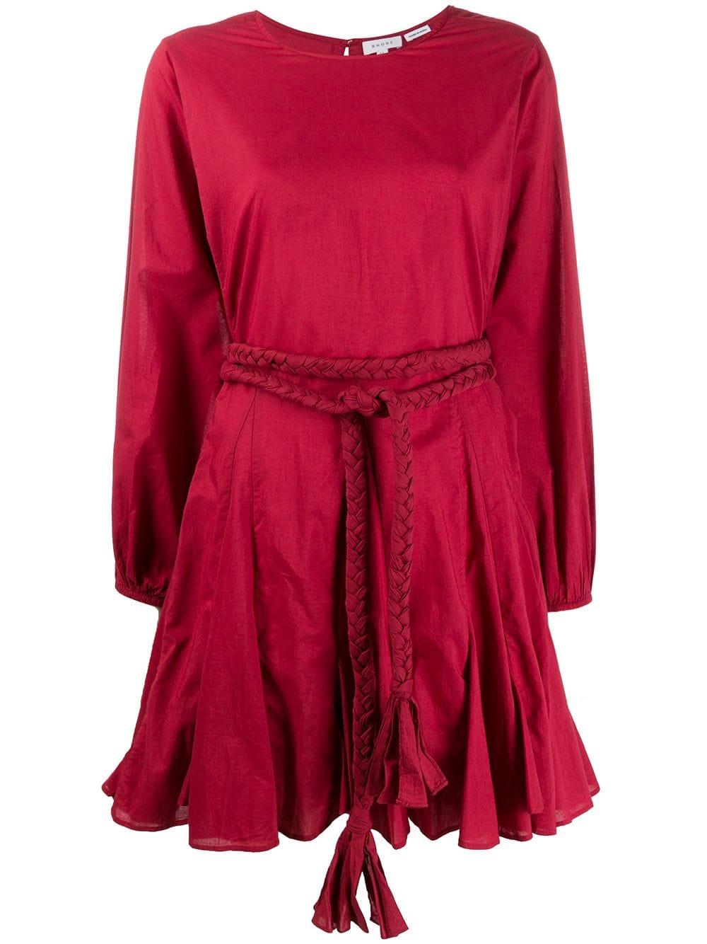 rope tie ruffle dress