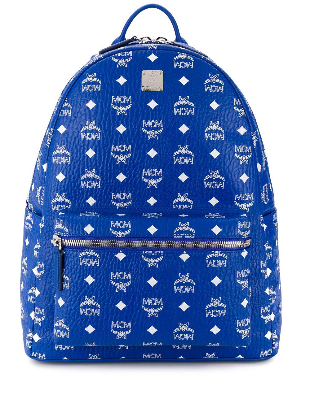 MCM Stark Leather Backpack in Blue for Men | Lyst