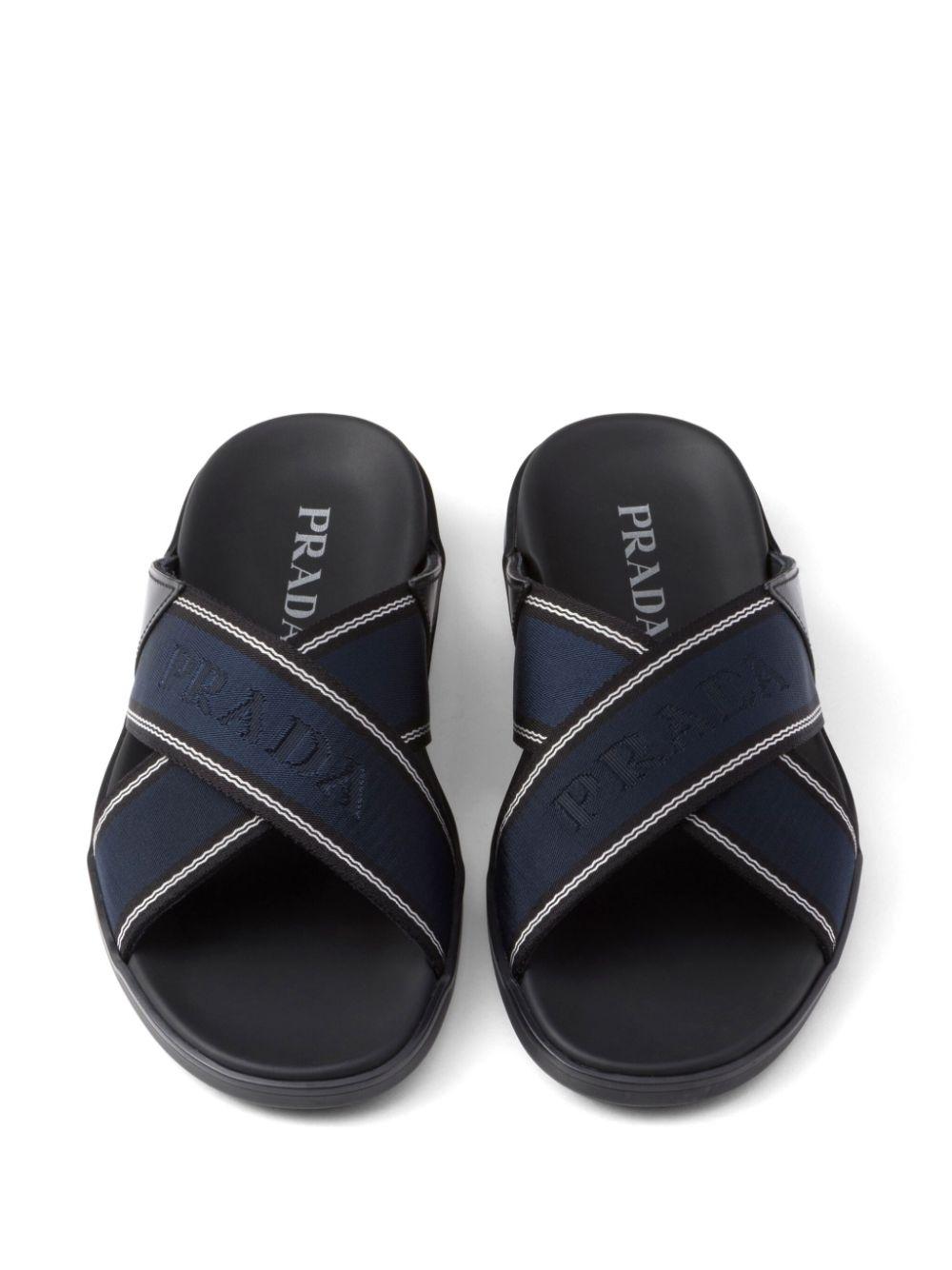 Prada Logo-Jacquard Crossover Slides in Blue for Men | Lyst UK