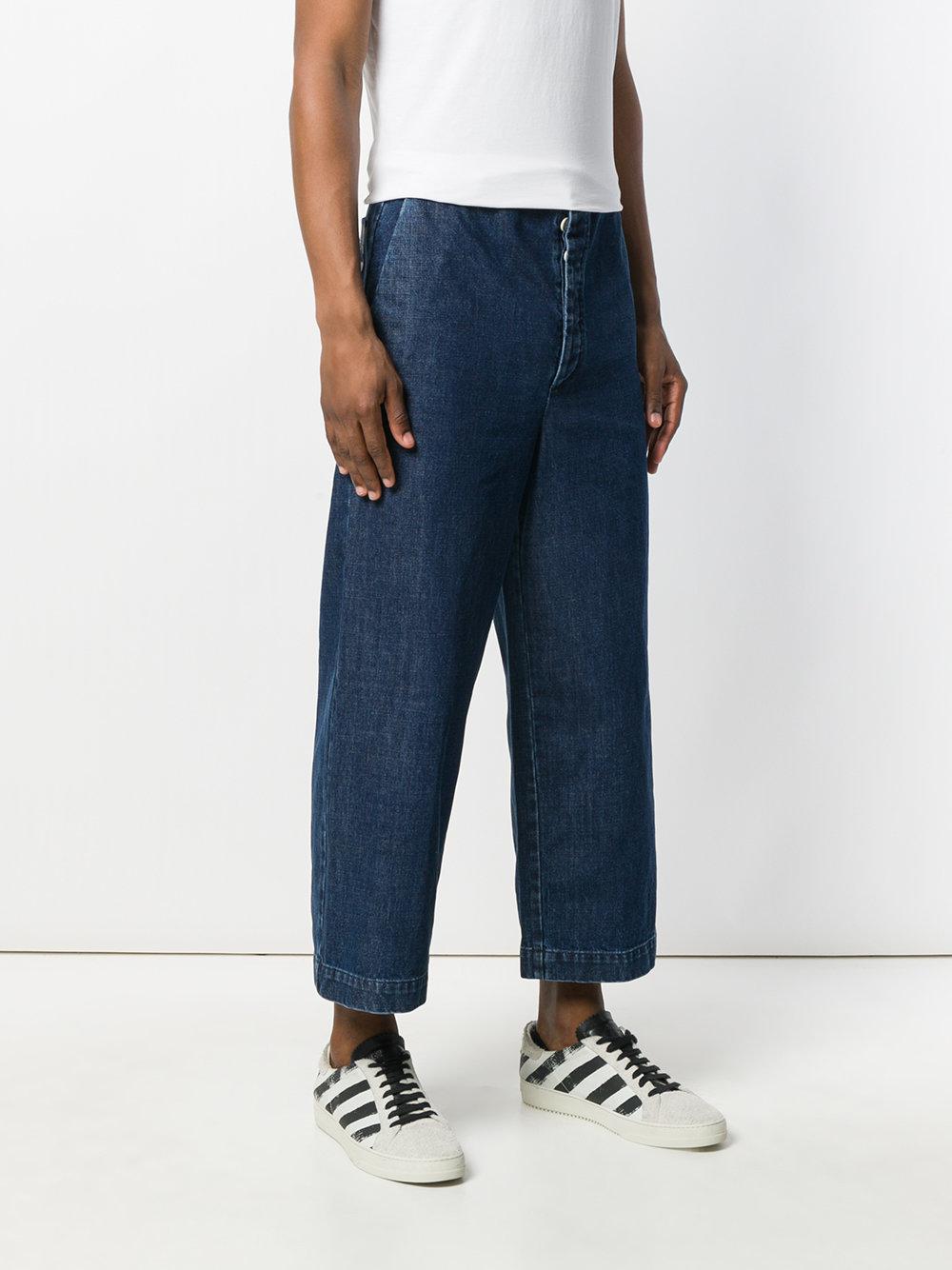 blue denim wide leg jeans