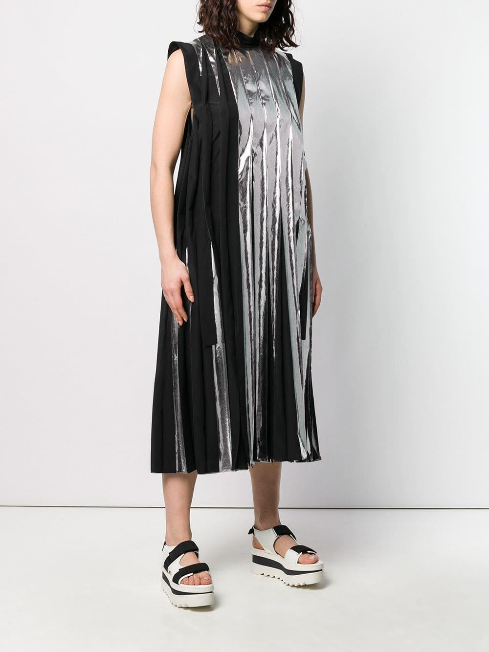 metallic pleated gown