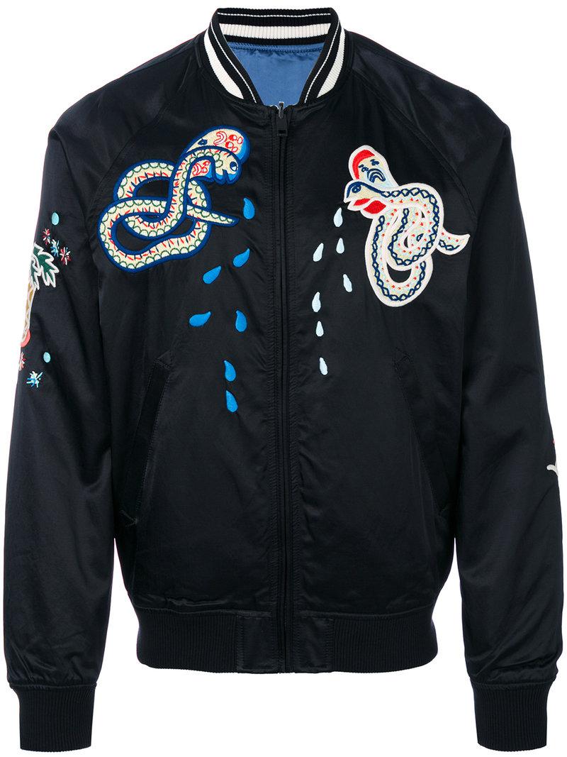 DIESEL Cotton Snake Embroidered Bomber Jacket in Black for ...