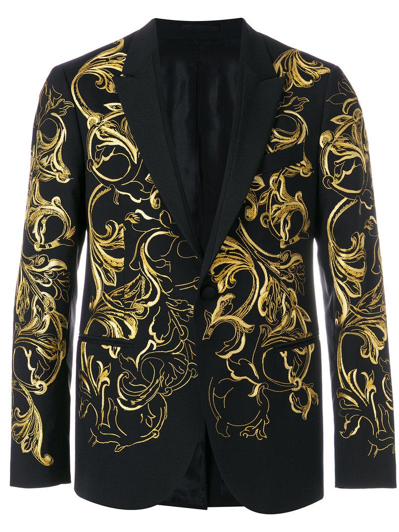 Versace Brocade Tuxedo Blazer in Black for Men | Lyst