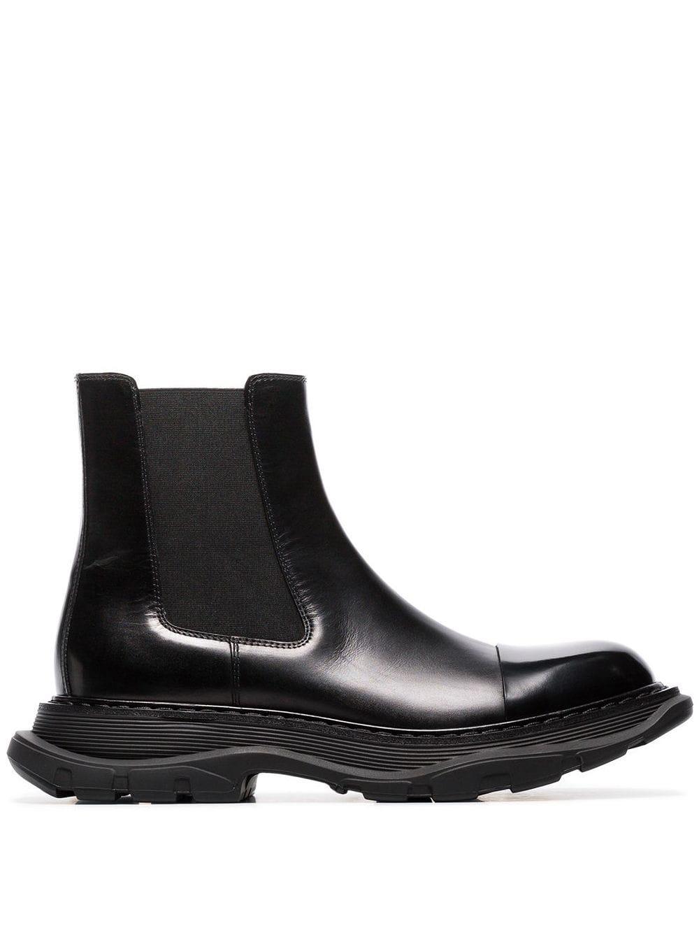 Alexander McQueen Chunky Soled Leather Chelsea Boots in Black for 