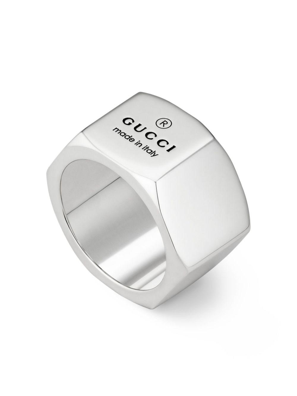 Gucci Sterling Silver Trademark Ring in White for Men Lyst