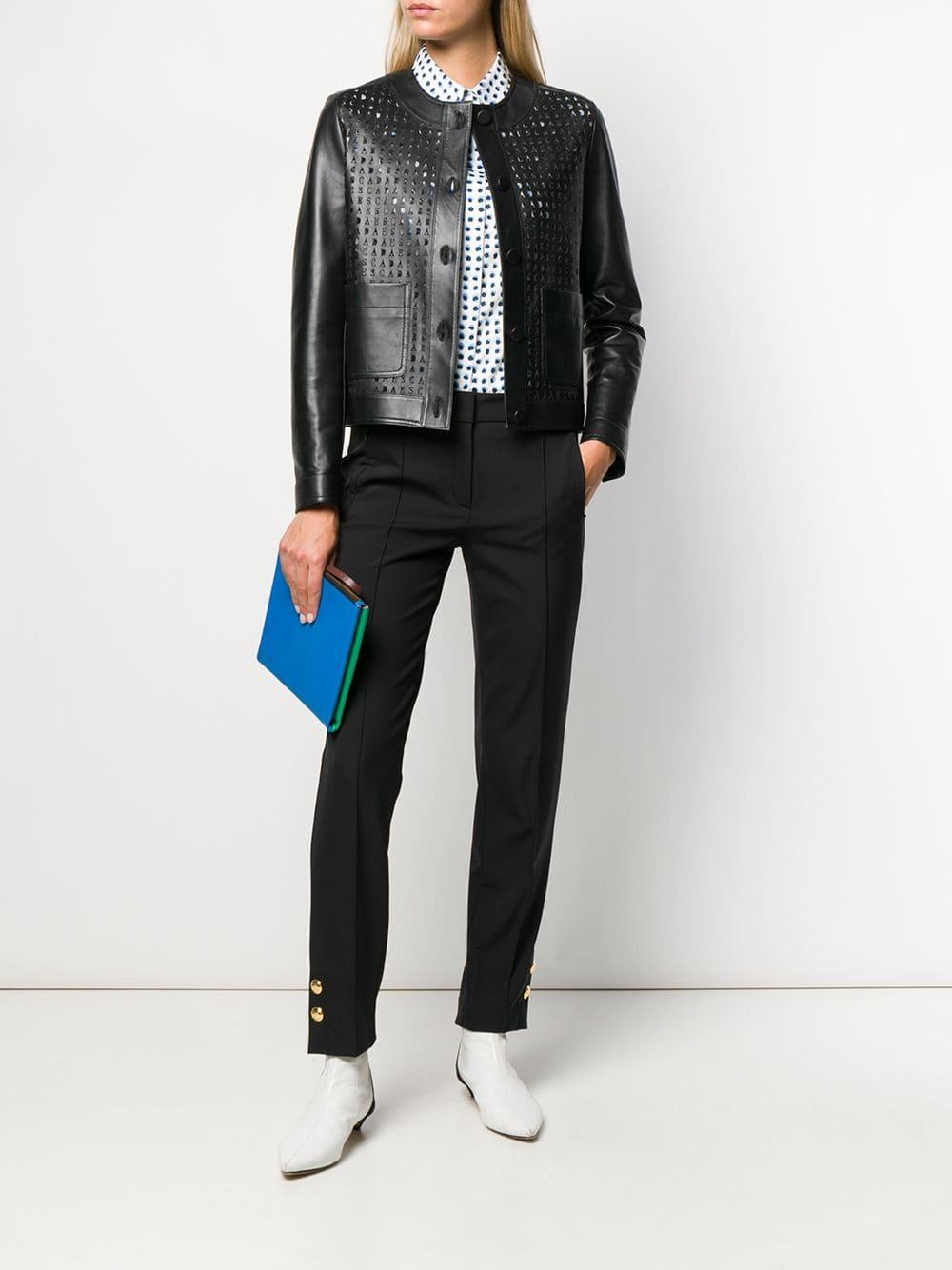 ESCADA Perforated Leather Jacket in Black - Lyst