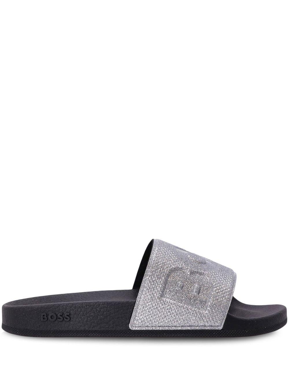 BOSS by HUGO BOSS Bay Logodeed Slides in White Lyst