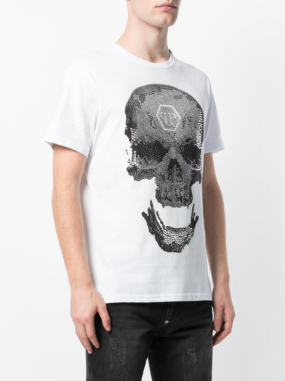 Philipp Plein Strass Skull T-shirt in White for Men - Lyst