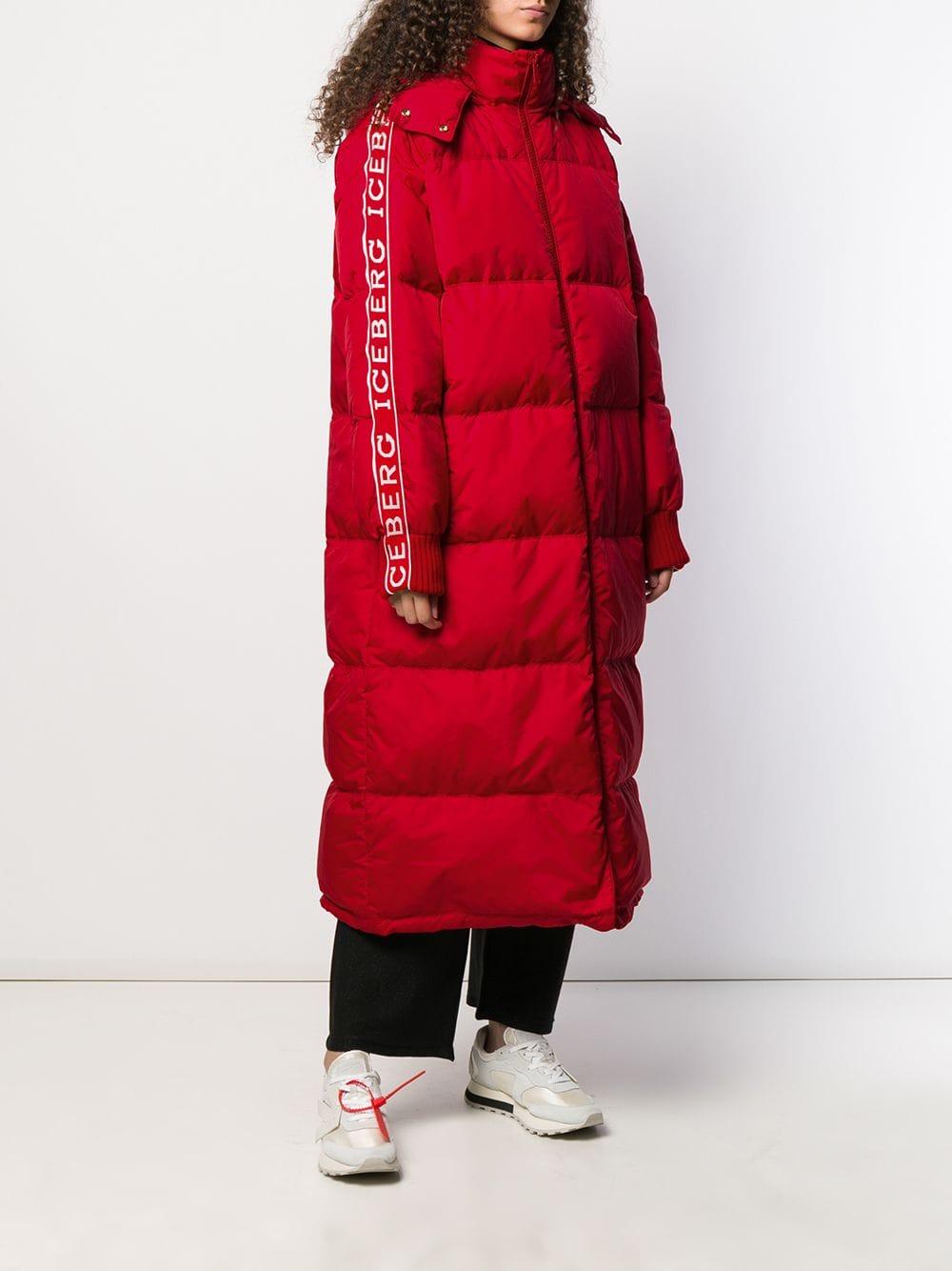 Iceberg Long Padded Coat in Red - Lyst