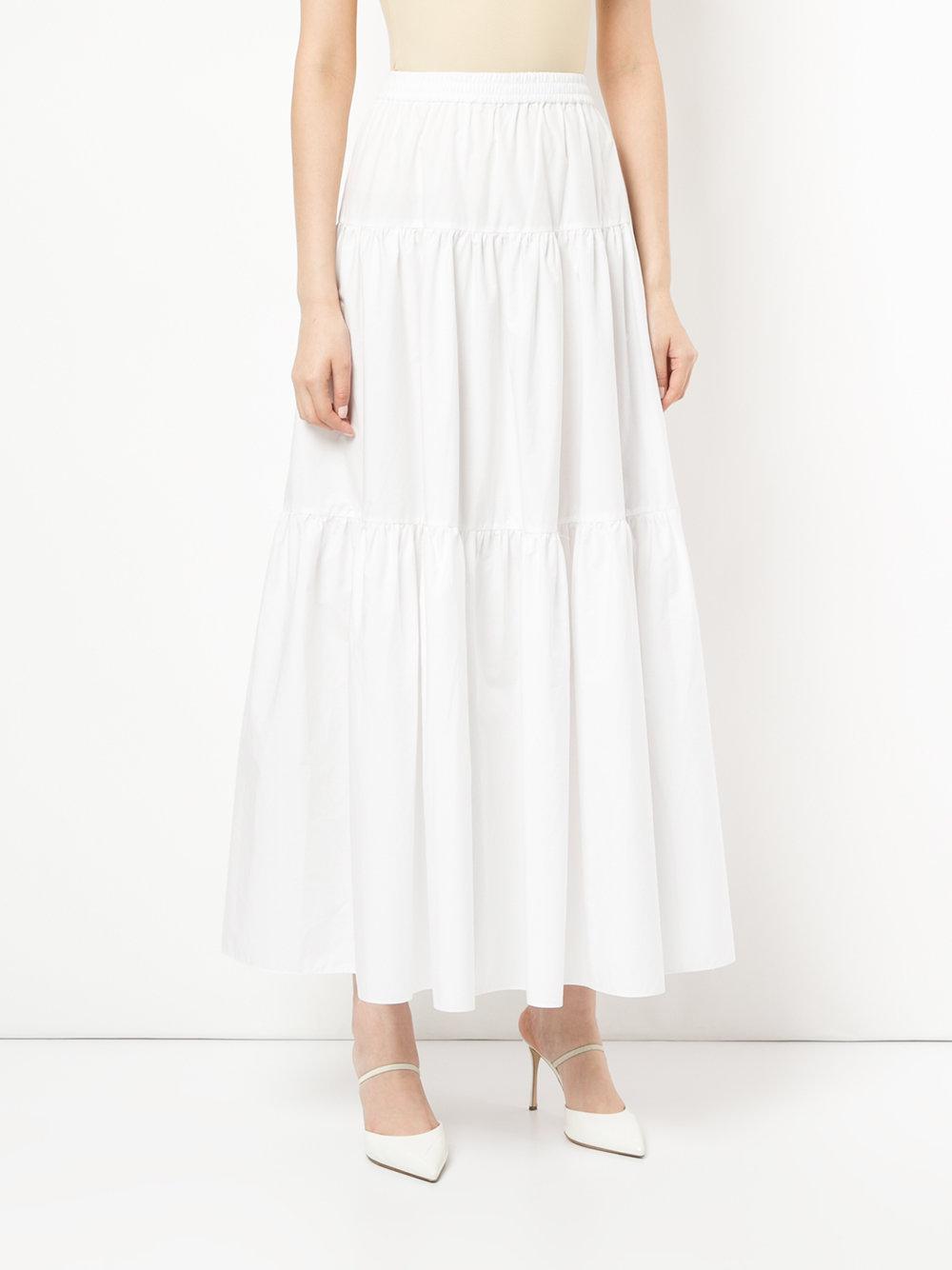 Calvin Klein Tiered Maxi Skirt in White - Lyst