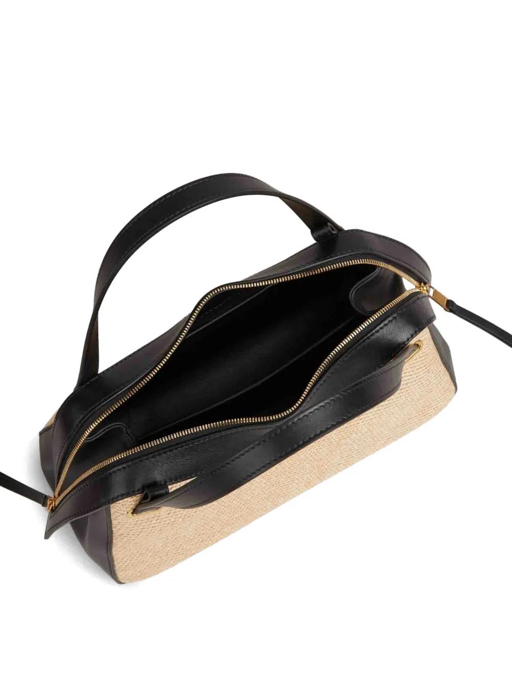 Sac Fourre-tout Cuir Jil Sander Noir Extra Large - Anses Beiges, Doublure Velours