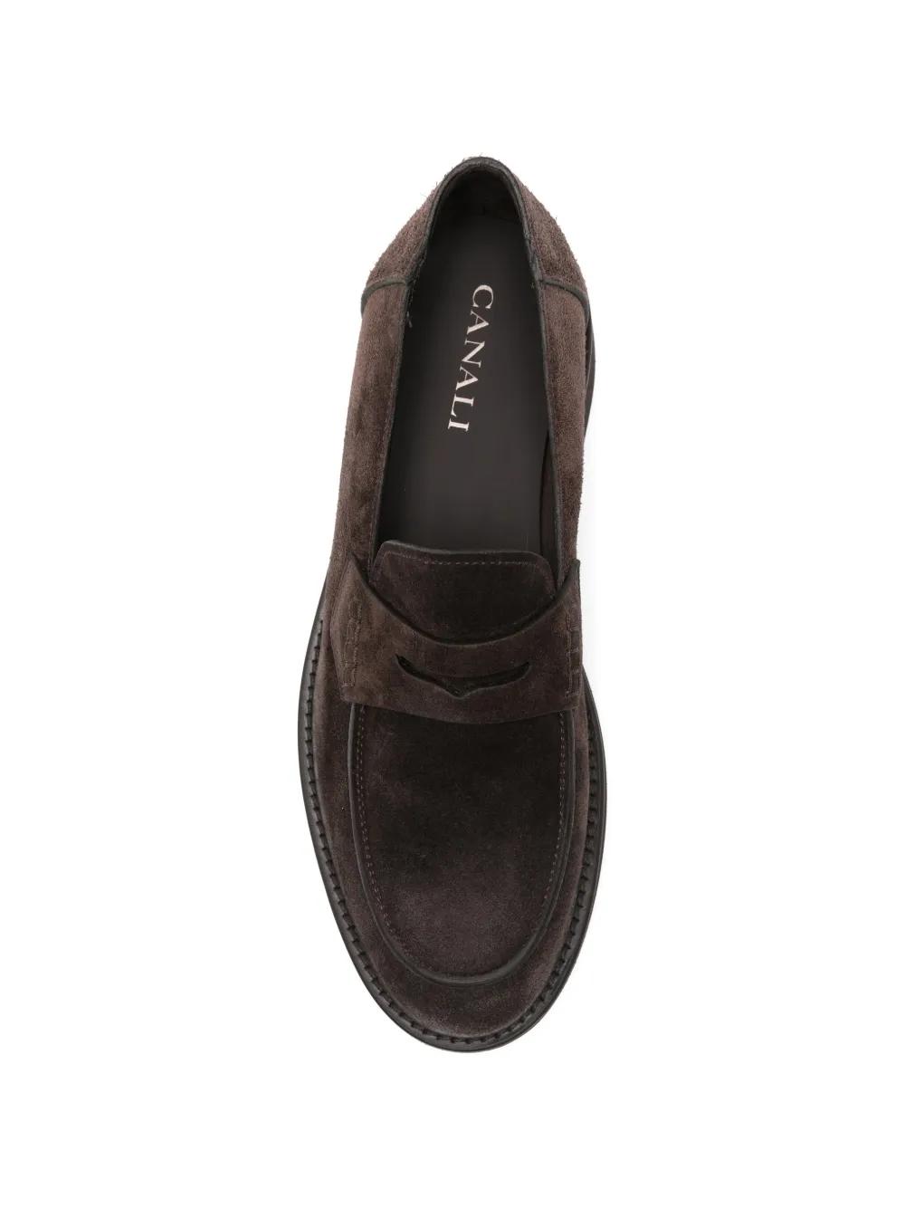 Canali Dark Brown Pebbled Leather Slip-On Loafers men size 41 US 8 new Men main image 4