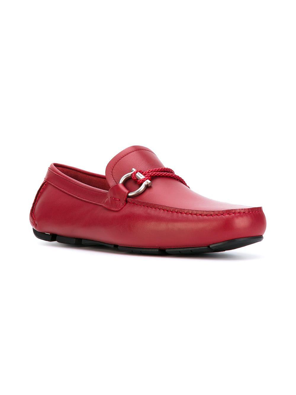 Ferragamo Leather Front Loafers in Red for Men Lyst
