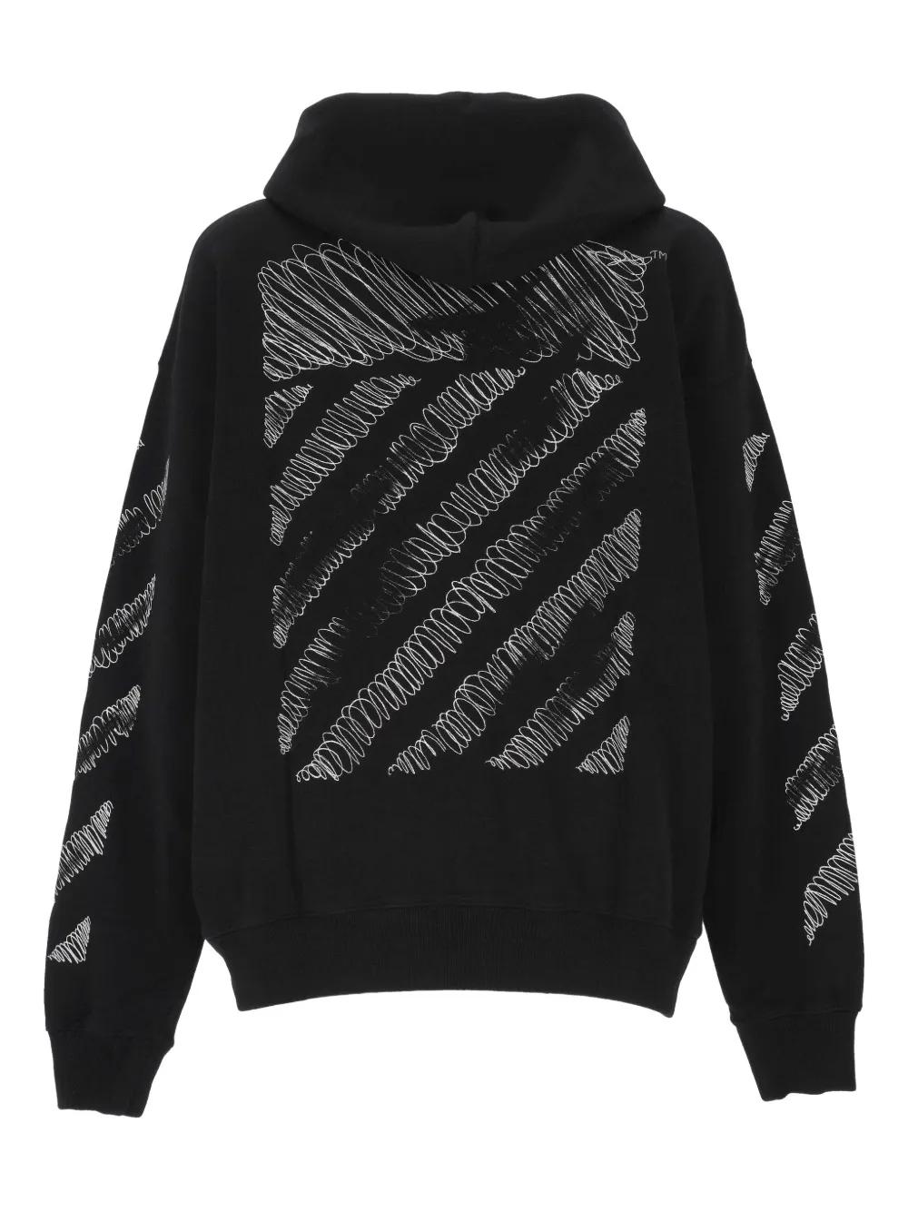 Off-White c/o Virgil Abloh Scribble-Print Zip-Up Hoodie in Black