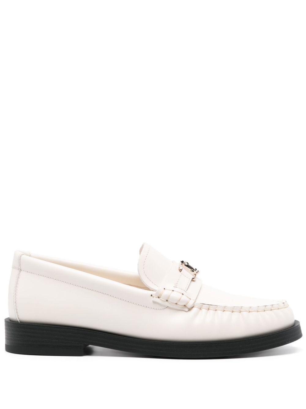 Jimmy Choo レディース ホワイト Addie レザーローファー フラットシューズ