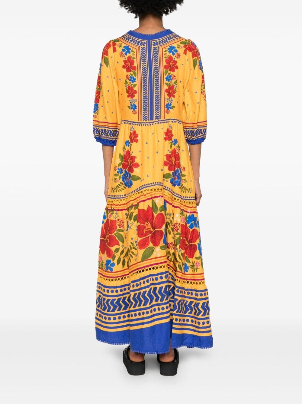 FARM Rio Floral Yard Tiered Maxi Dress in Yellow | Lyst