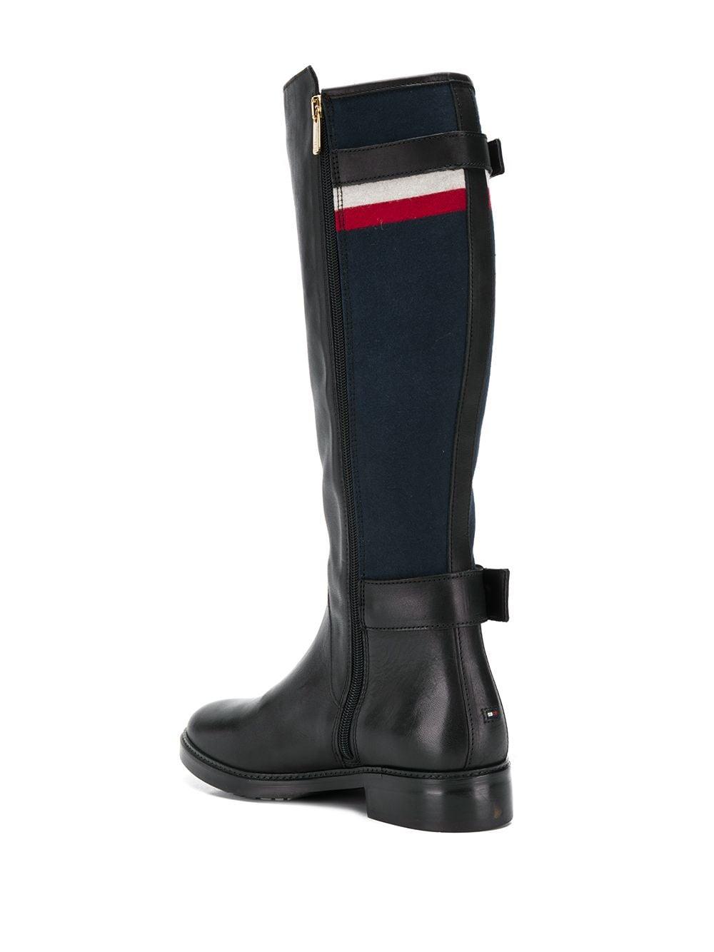 Tommy Hilfiger Leather Blanket Detail Knee-high Boots in Black - Lyst
