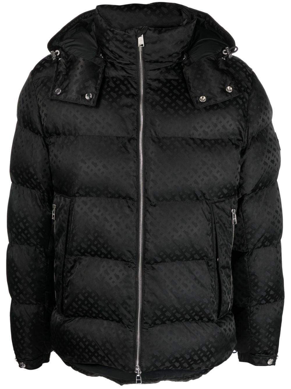 BOSS by HUGO BOSS Monogram-jacquard Quilted Puffer Jacket in Black