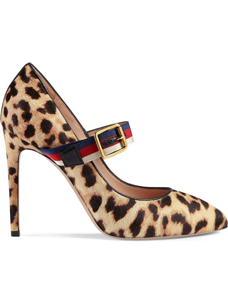 gucci leopard heels