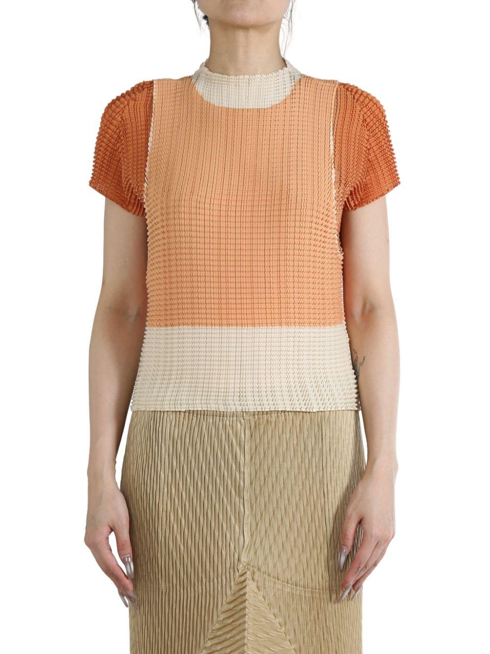 Issey Miyake レディース オレンジ Layered Pleated Blouse トップス Issey Miyake レディース オレンジ Layered Pleated Blouse トップス
