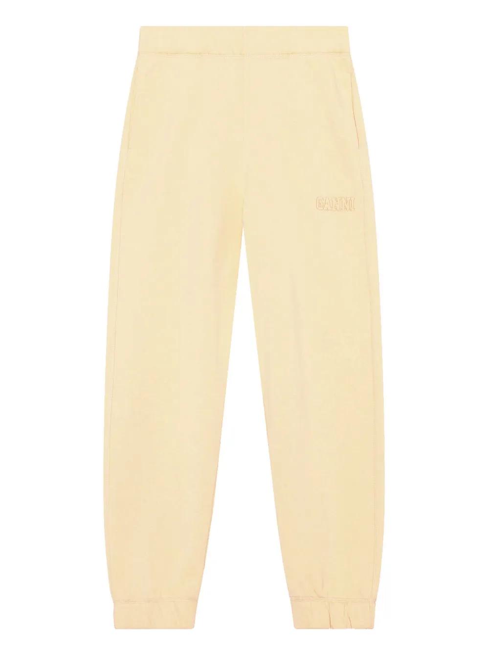 フィットネスボトムス Ganni Ivory cotton blend joggers Angora Ivory Cotton Melange Tailoring Wide Shorts | GANNI US