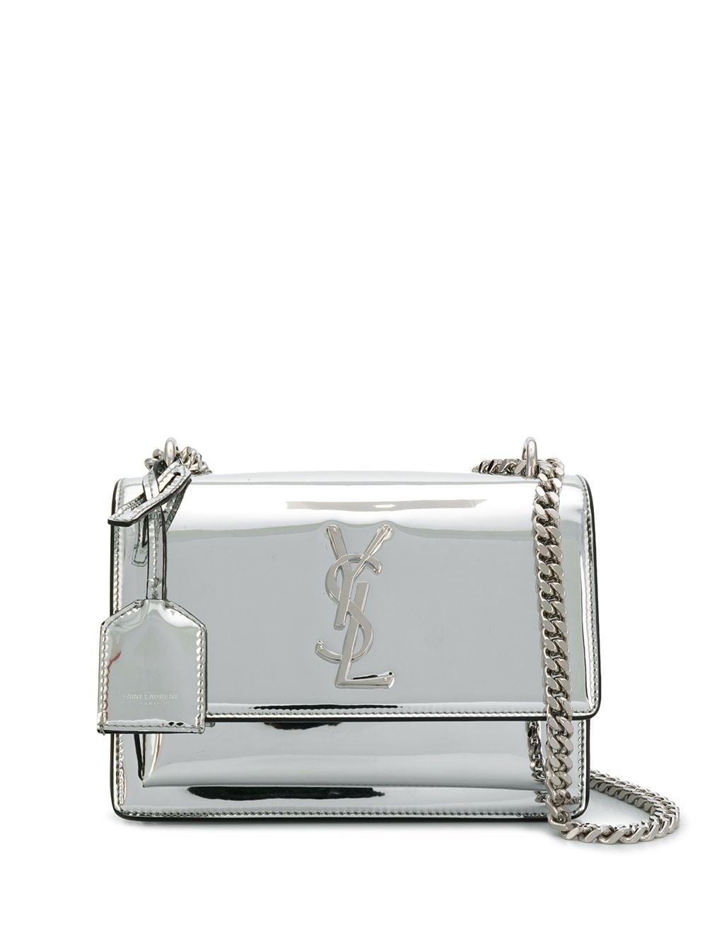 Saint Laurent - Sunset strap bag with silver glitter Silvery