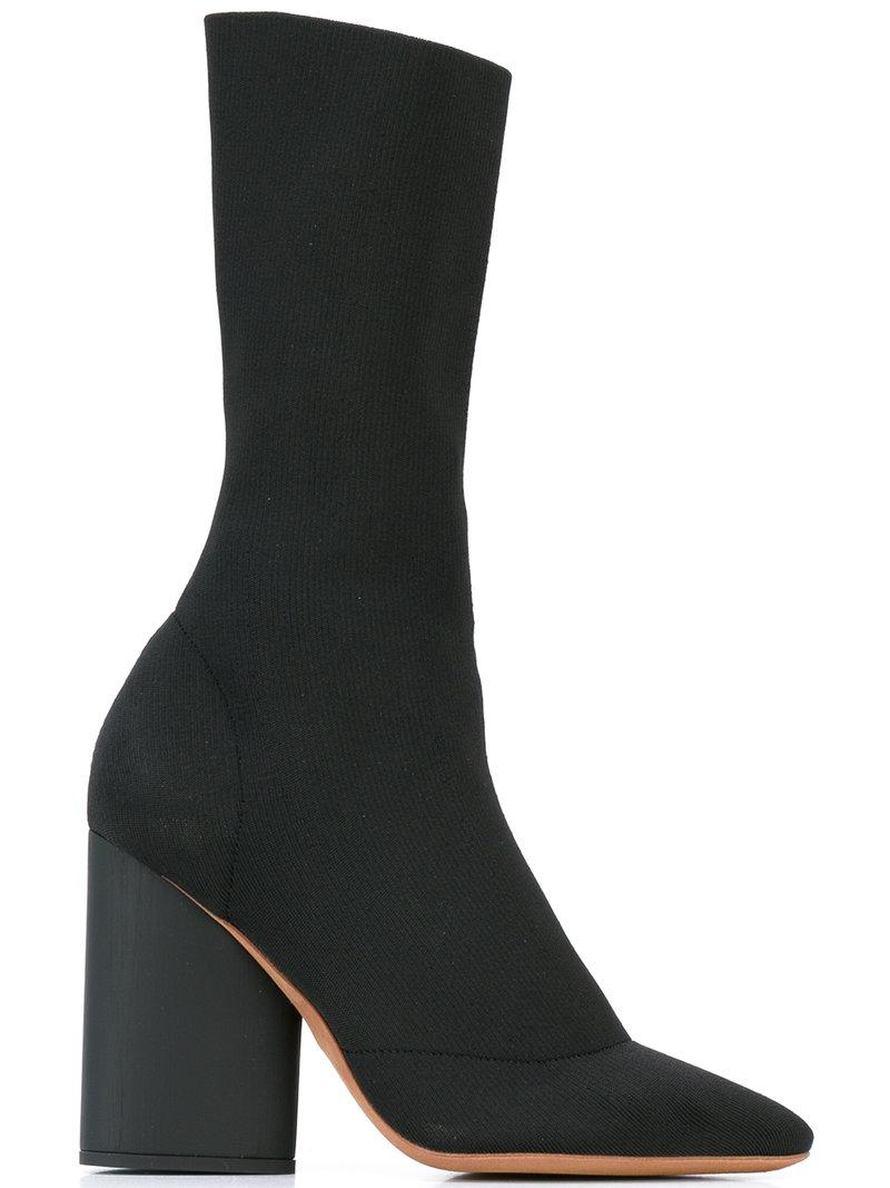 Yeezy Leather High Heel Sock Boots in 