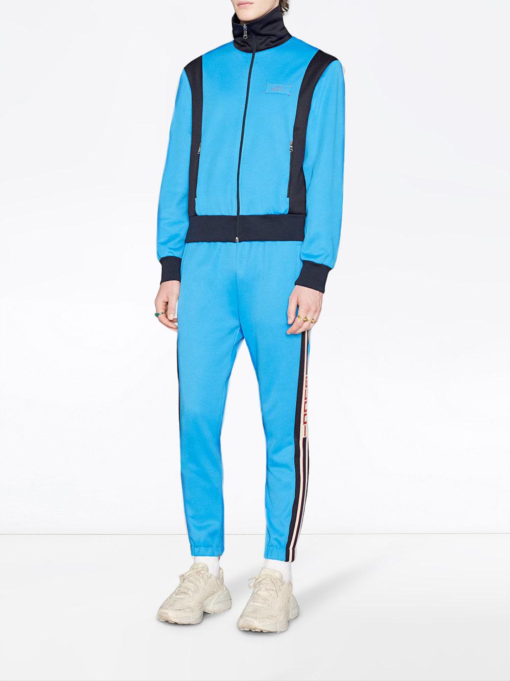 Veste en jersey technique avec patch tigre Gucci pour homme en coloris Bleu  | Lyst